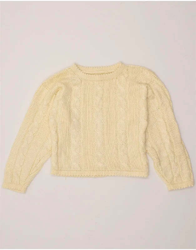 VINTAGE Womens Crop Boat Neck Jumper Sweater UK 10 Small Beige Anti-Pilling Anti-Shrink Durable VINTAGE Womens Crop Boat Neck Jumper Sweater UK 10 Small Beige Anti-Pilling Anti-Shrink Durable