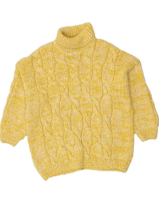 VINTAGE Womens Oversized Roll Neck Jumper Sweater UK 18 XL Yellow Fitted Loose Oversized VINTAGE Womens Oversized Roll Neck Jumper Sweater UK 18 XL Yellow Fitted Loose Oversized