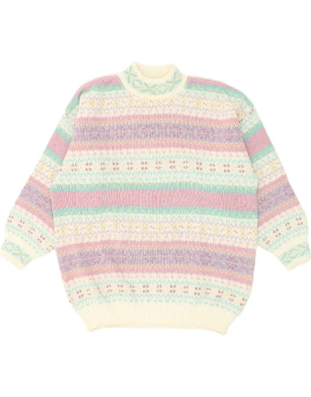 VINTAGE Womens Oversized Turtle Neck Jumper Sweater UK 14 Medium Pink Satin Blend Silk Blend Wool Blend VINTAGE Womens Oversized Turtle Neck Jumper Sweater UK 14 Medium Pink Satin Blend Silk Blend Wool Blend