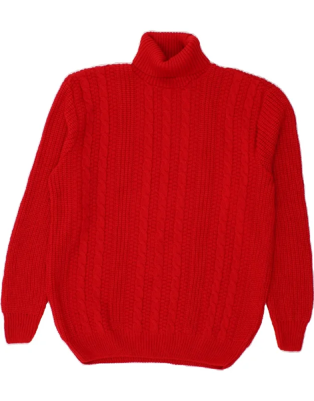 VINTAGE Womens Roll Neck Jumper Sweater UK 20 2XL Red Acrylic Lightweight Heavyweight Midweight VINTAGE Womens Roll Neck Jumper Sweater UK 20 2XL Red Acrylic Lightweight Heavyweight Midweight