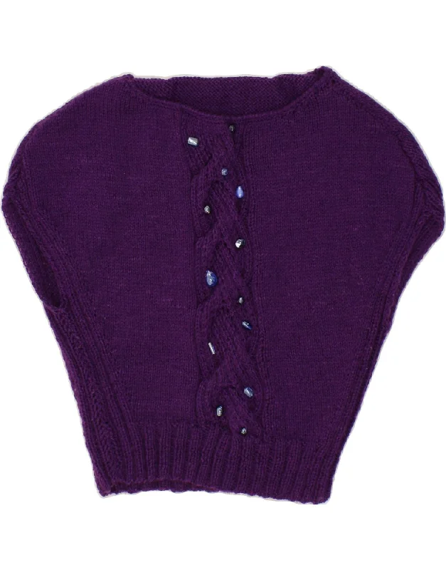 VINTAGE Womens Short Sleeve Boat Neck Jumper Sweater UK 14 Medium Purple Spandex Blend Rayon Blend Denim Blend VINTAGE Womens Short Sleeve Boat Neck Jumper Sweater UK 14 Medium Purple Spandex Blend Rayon Blend Denim Blend