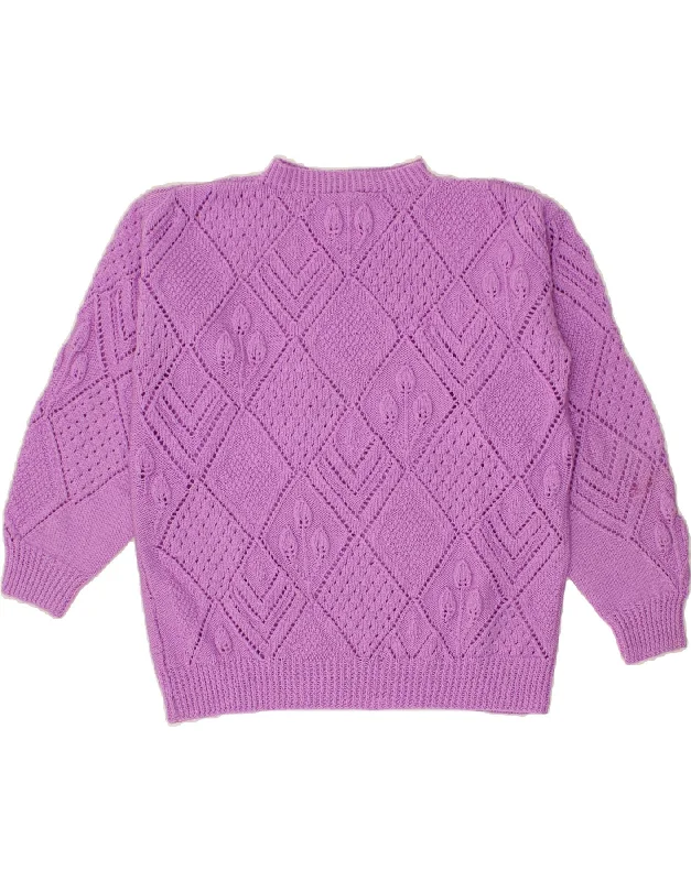VINTAGE Womens Turtle Neck Jumper Sweater UK 16 Large Purple Zippered Front Buttoned Front Snap Front VINTAGE Womens Turtle Neck Jumper Sweater UK 16 Large Purple Zippered Front Buttoned Front Snap Front