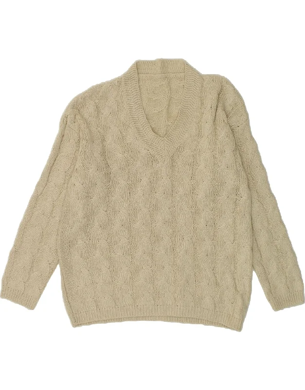 VINTAGE Womens V-Neck Jumper Sweater UK 16 Large Beige Cotton Casual Formal Business VINTAGE Womens V-Neck Jumper Sweater UK 16 Large Beige Cotton Casual Formal Business