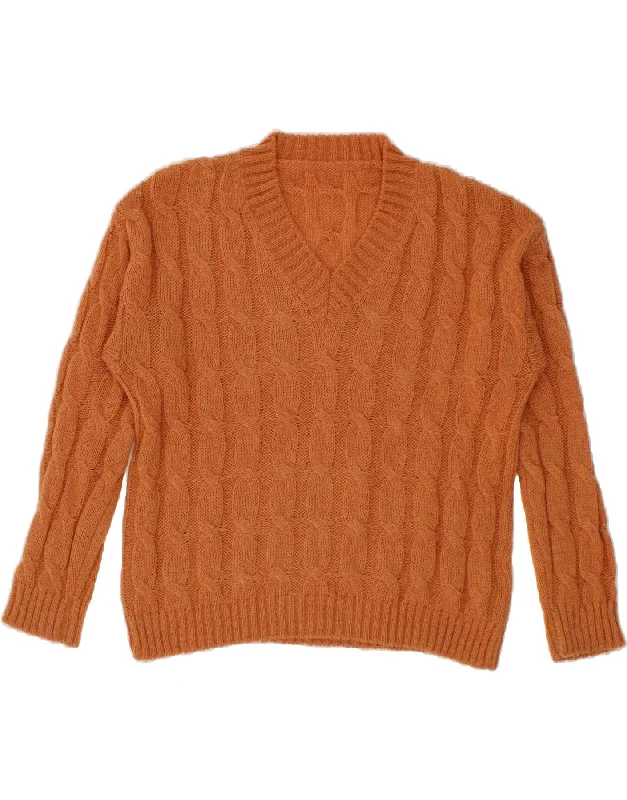 VINTAGE Womens V-Neck Jumper Sweater UK 16 Large Brown Houndstooth Herringbone Solid VINTAGE Womens V-Neck Jumper Sweater UK 16 Large Brown Houndstooth Herringbone Solid