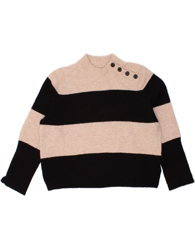 WHISTLES Womens Turtle Neck Jumper Sweater UK 16 Large Black Colourblock Graphic Sweater Embroidered Appliqued WHISTLES Womens Turtle Neck Jumper Sweater UK 16 Large Black Colourblock Graphic Sweater Embroidered Appliqued