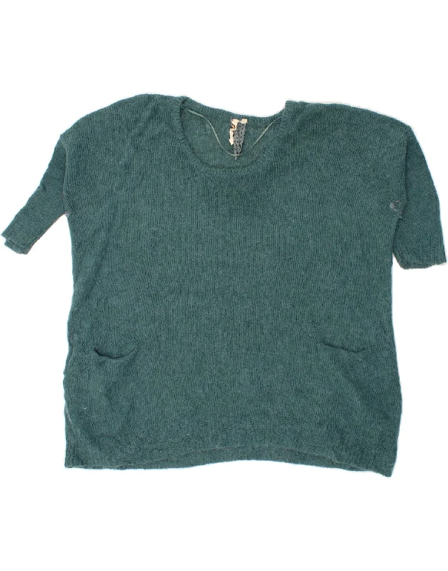 WHITE STUFF Womens Boat Neck Jumper Sweater UK 20 2XL Turquoise Fleece Sweater Nylon Polyester