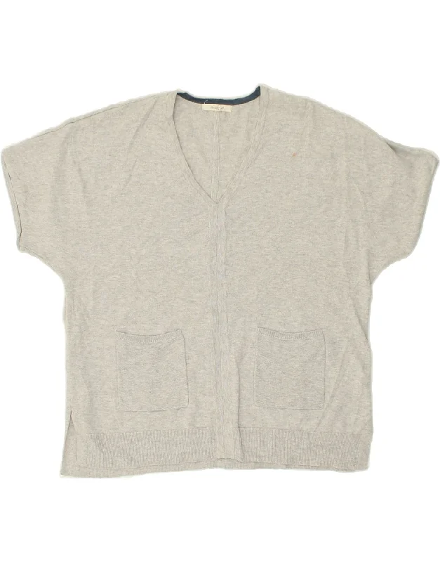WHITE STUFF Womens Short Sleeve V-Neck Jumper Sweater UK 14 Medium Grey Modern Contemporary Chic WHITE STUFF Womens Short Sleeve V-Neck Jumper Sweater UK 14 Medium Grey Modern Contemporary Chic