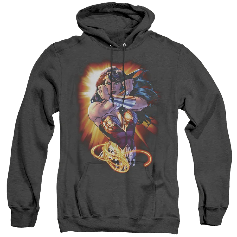 Wonder Woman Wonder Rays - Heather Pullover Hoodie Ruffle Neck Pullover