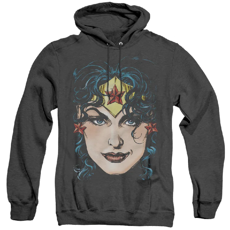 Wonder Woman Wonder Woman Head - Heather Pullover Hoodie Fleece Warm Pullover