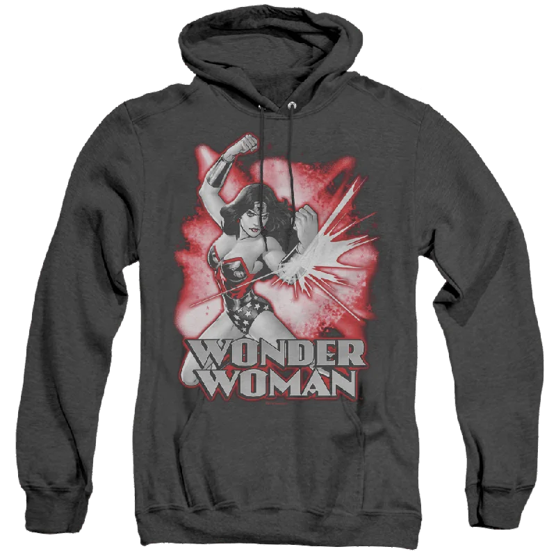 Wonder Woman Wonder Woman Red & Gray - Heather Pullover Hoodie Tapered Sleeve Pullover