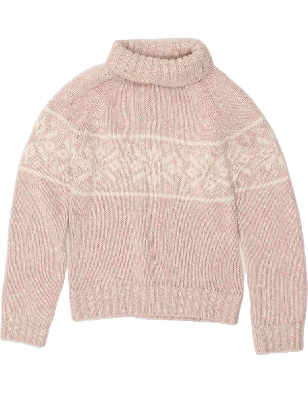 YESSICA Womens Roll Neck Jumper Sweater UK 10 Small Pink Fair Isle Acrylic High Neck Crew Neck V-Neck YESSICA Womens Roll Neck Jumper Sweater UK 10 Small Pink Fair Isle Acrylic High Neck Crew Neck V-Neck