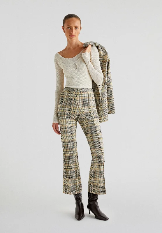 ANKLE FLARE CHECK TROUSERS Trousers Essential Wardrobe