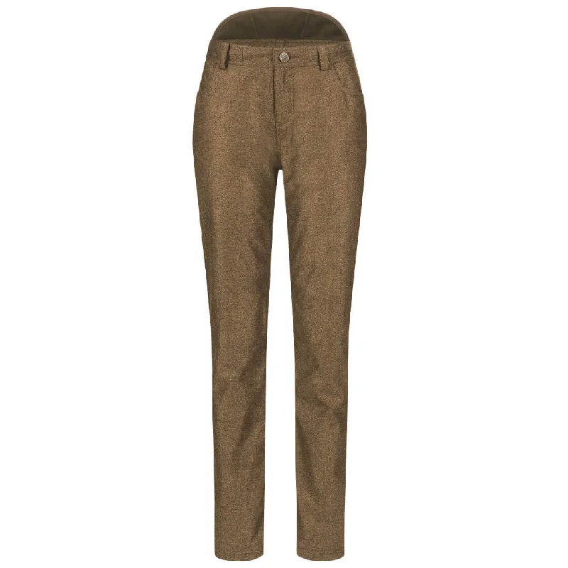 Celina Vintage Trousers - Dark Brown Melange by Blaser Trousers trendy modern