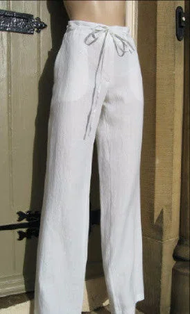 EVA TRALALA Womens Linen Trouser with Zip & Drawstring Trousers chic fashionable
