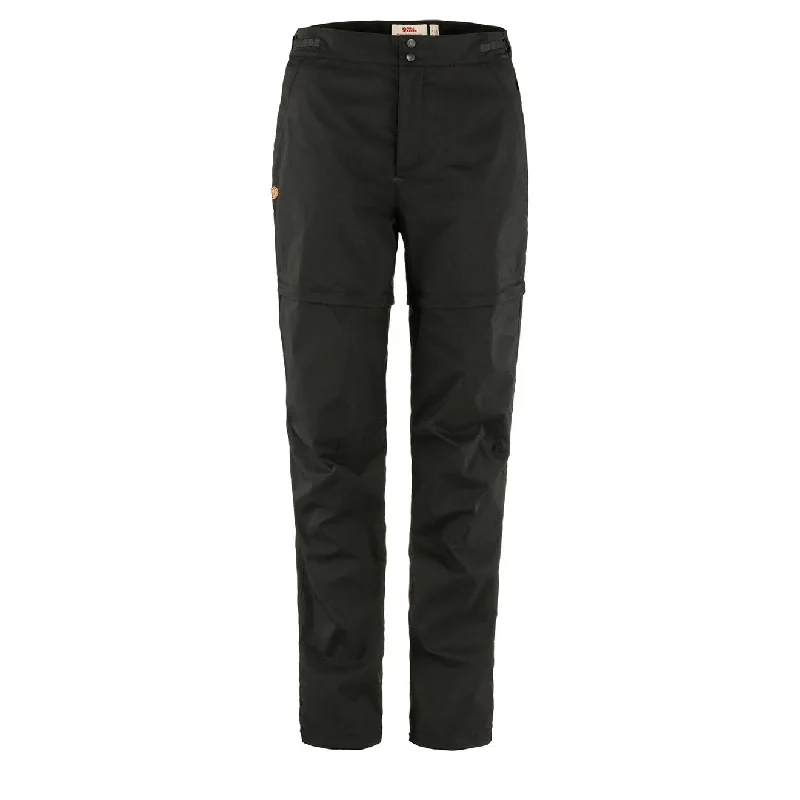 Fjallraven Womens Abisko Hike Zip-Off Trousers Reg Leg Black Trousers trendy modern