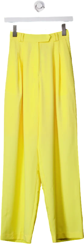 Hyhill Yellow Pleat Front Straight Leg Trousers UK XS Trousers New Arrival