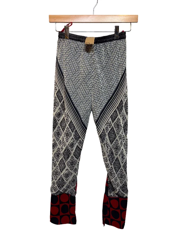 Women’s White Black Patterned Trousers (Size XXS) Trousers versatile all-occasion