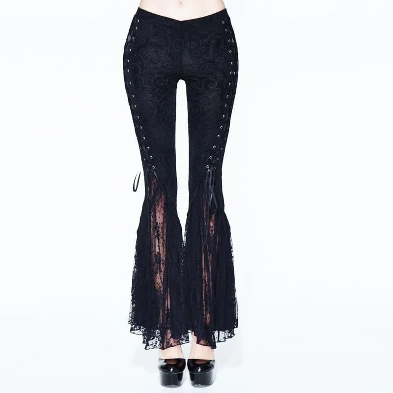 Women's Goth Lace Frill Trousers Trousers Cargo Utility