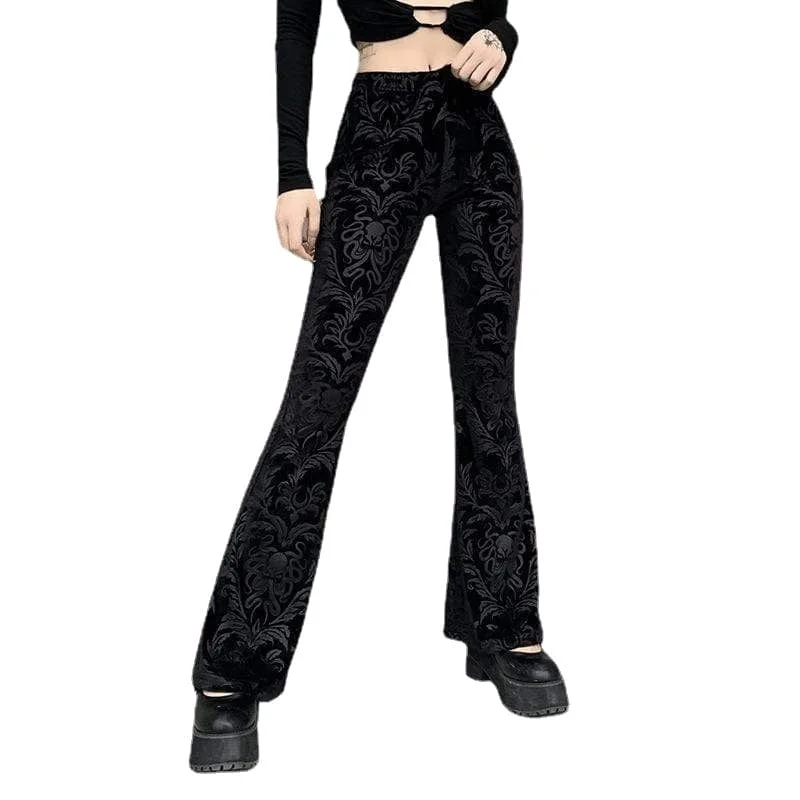 Women's Gothic Jacquard Velet Flared Trousers Trousers luxurious high-end