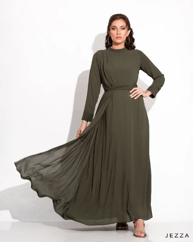 A Line Ankle Length Dress With Decorative Layer 58981
