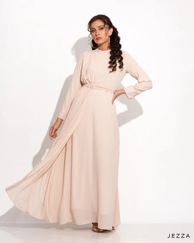 A Line Ankle Length Dress With Decorative Layer 58982