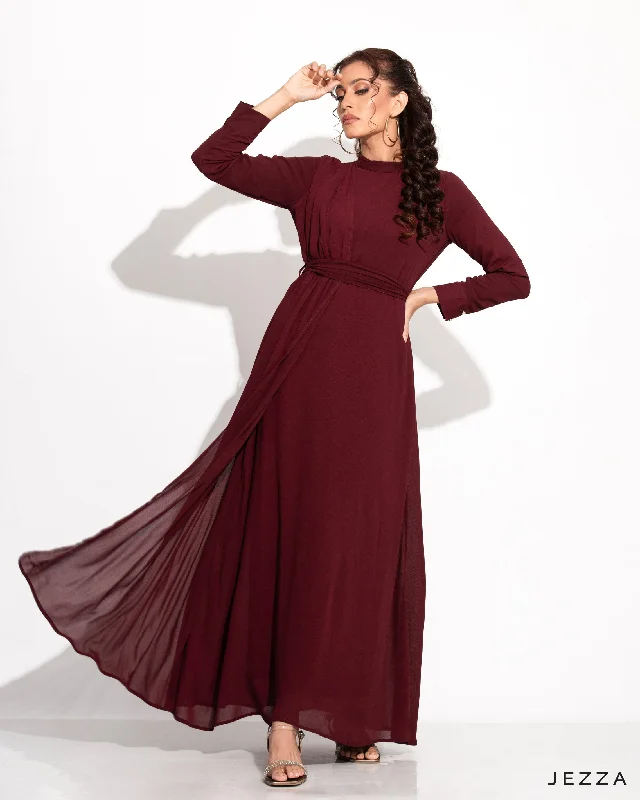 A Line Ankle Length Dress With Decorative Layer 58983