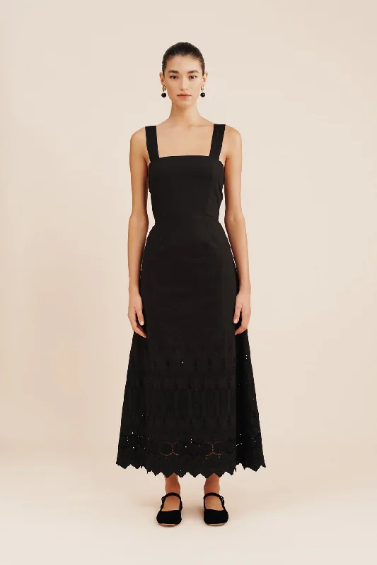 AMELIA SQUARE NECK DRESS - BLACK