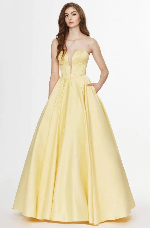 Angela & Alison 91071 - Satin Strapless Prom Dress