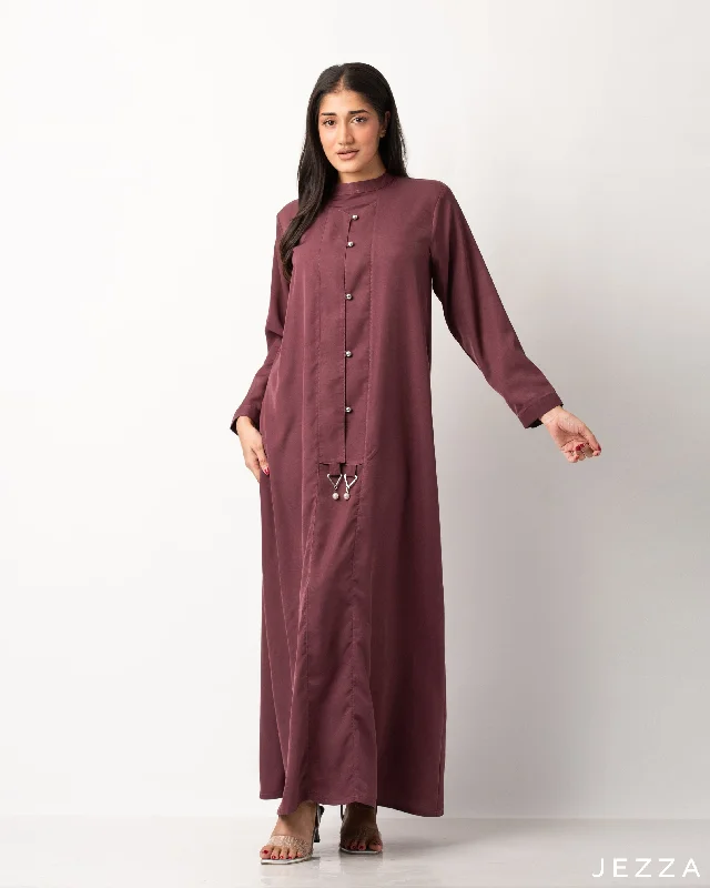 Ankle Length Polyester Dress With Decorative Button 54842