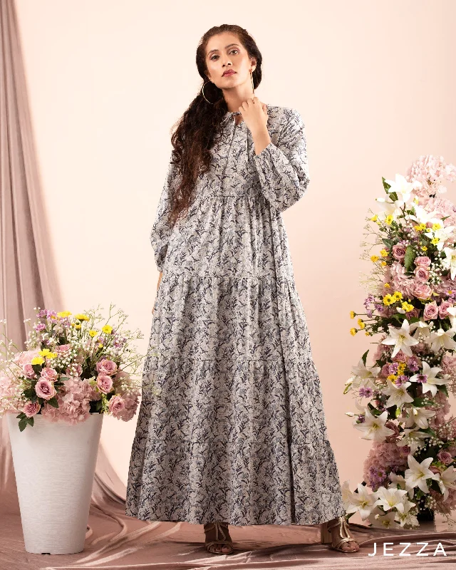 Ankle Length Printed Tiered Dress 59071
