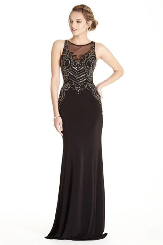 Aspeed Design -L1779 High Neck Beaded Sheath Dress