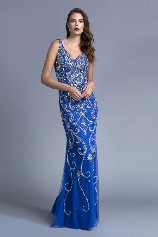 Aspeed Design -L1935 V-Neck Embellished Sheath Dress