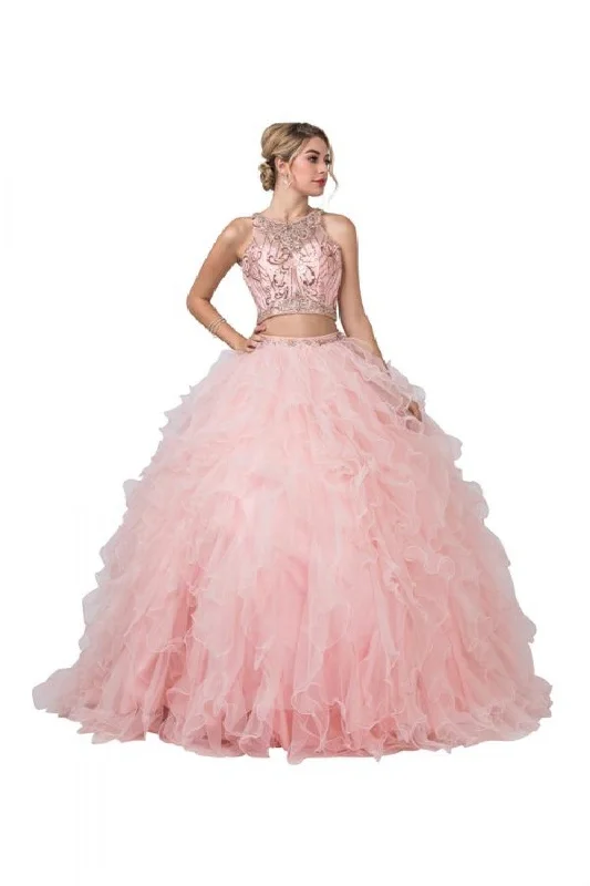 Aspeed Design -L2281 Beaded Ruffle Two Piece Ball Gown