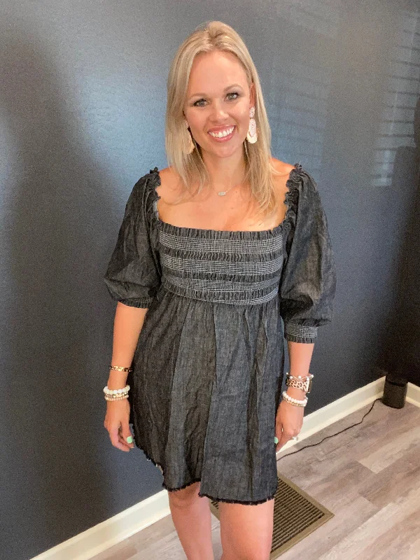 Black Chambray Dress