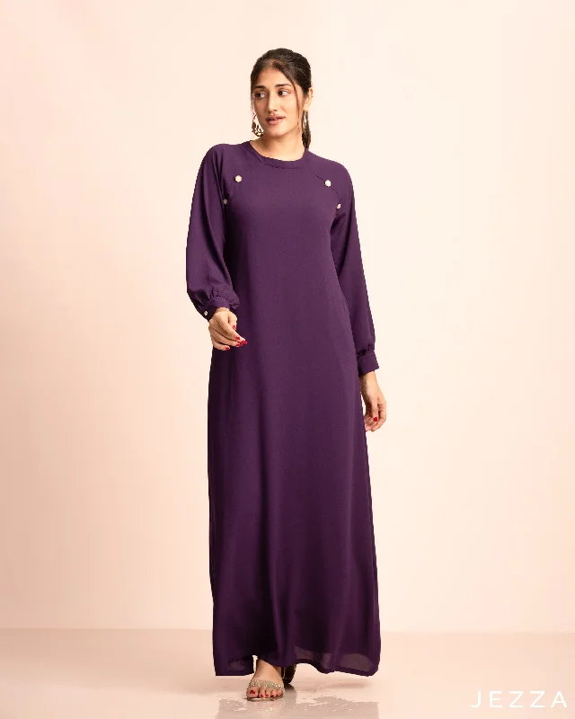 Chiffon Ankle Length Dress With Decorative Buttons 57527