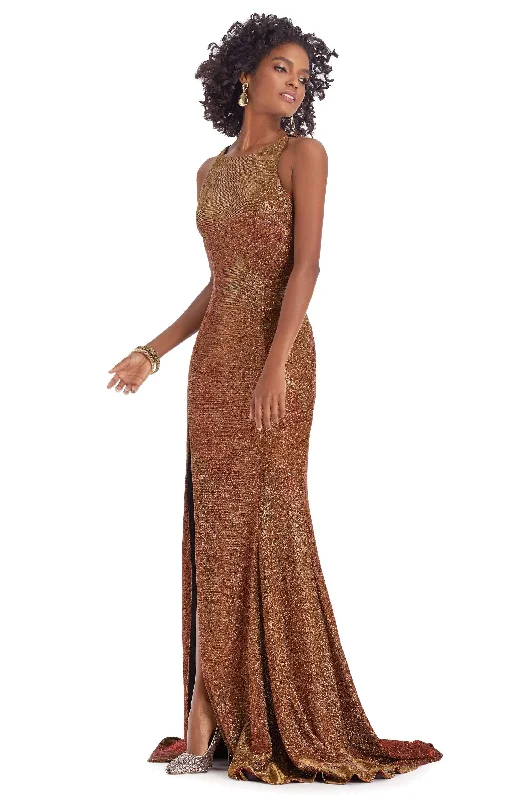 Clarisse - 8071 Halter Neck Trumpet Dress