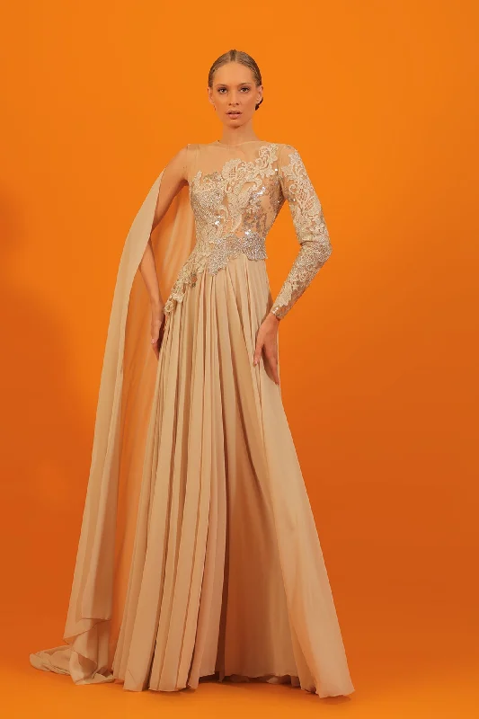 Embroidered crepe georgette dress