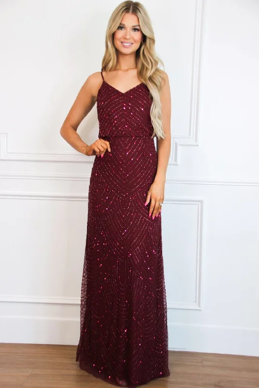 Fall Into You Beaded Formal Dress: BURGUNDY