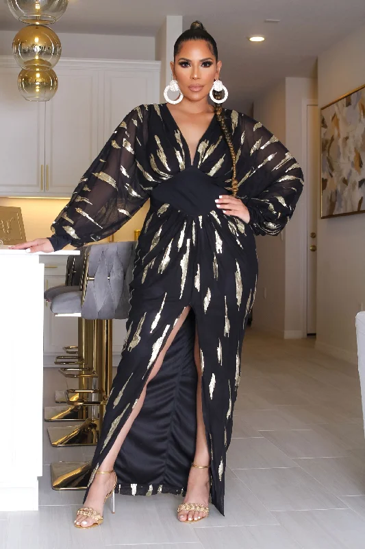 Giovanna Lantern Sleeve Formal Dress