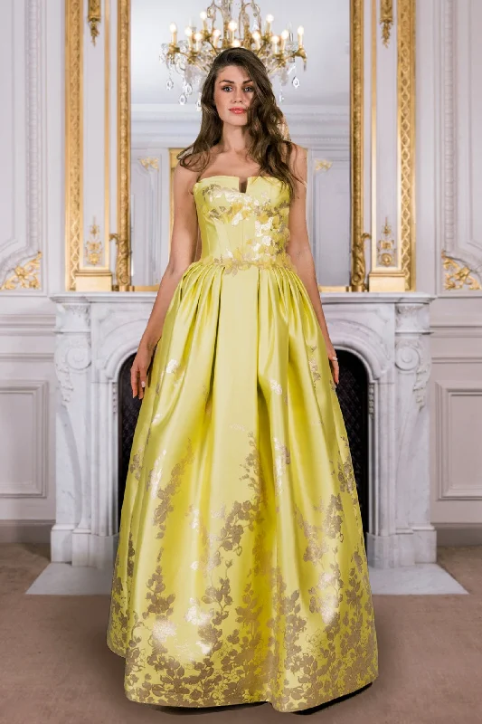 Hand stitched jacquard gown