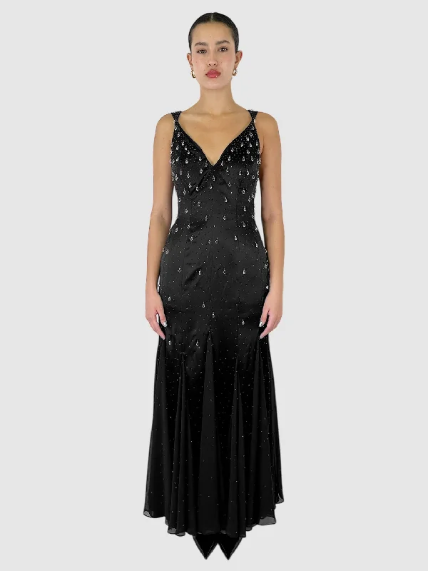 Hanging Teardrop Crystal Beaded Gown
