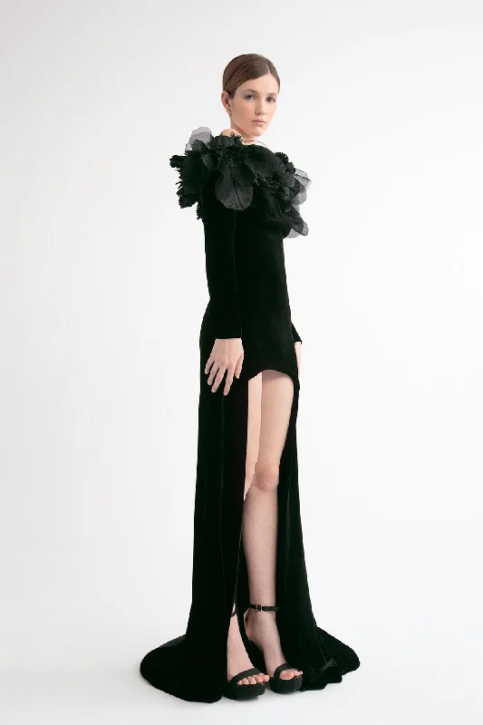High-low dress with flowers