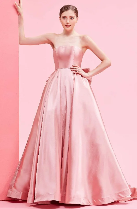 J'Adore Dresses - J16008 Strapless Mikado Gown with Oversized Bow