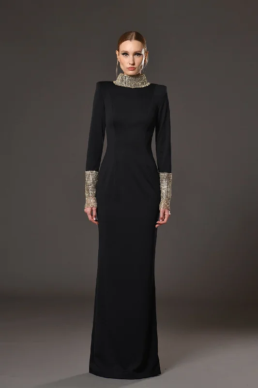 Jersey dress with crystal chainmill