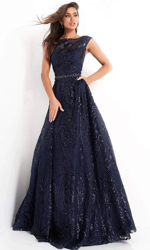 Jovani - 02514 Cap Sleeve Sequin Embroidered A-Line Gown