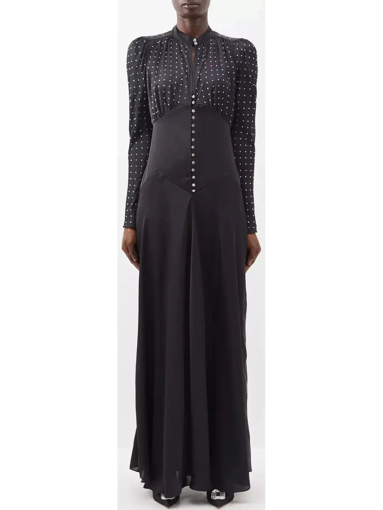 Long Crystal-Embellished Dress