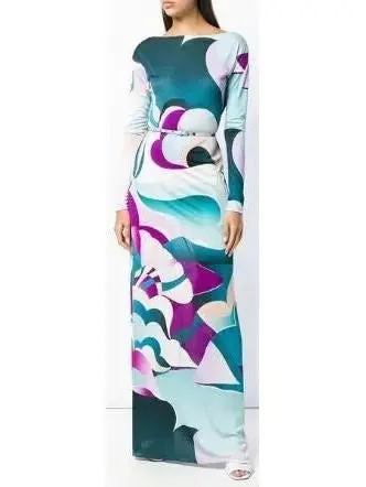 Long Printed Silk Dress