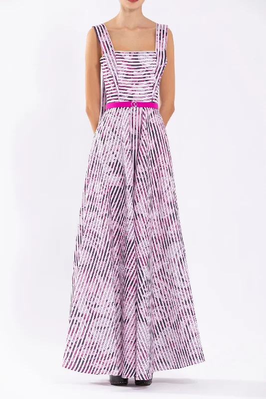 Magenta linen printed dress