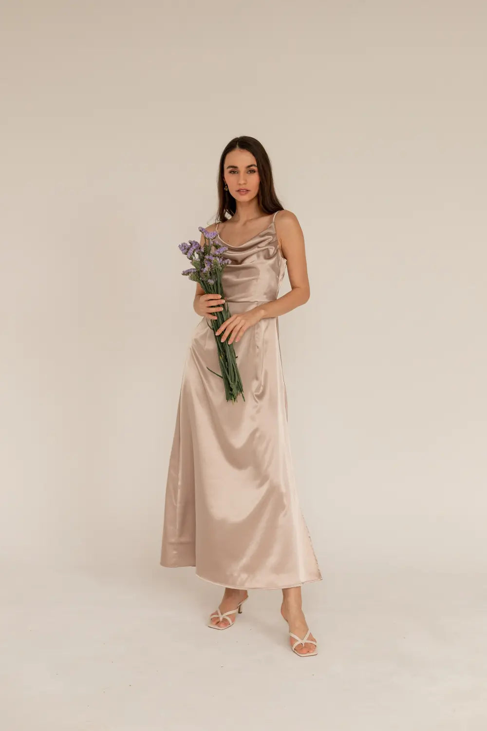 Marlena Satin Dress Champagne