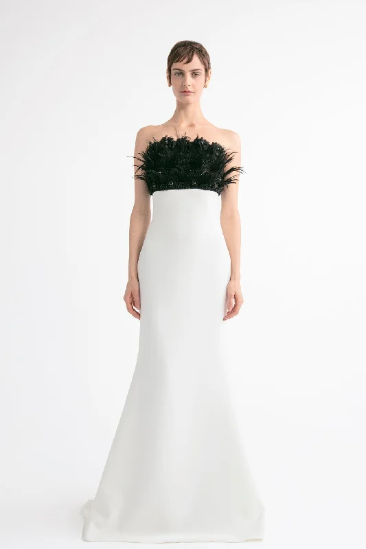 Mermaid dress with feathered bodice